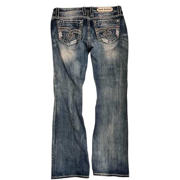 🎉HP! ❤️ Vintage Y2K Rock Revival Venus Sandblasted Bootcut Jeans Sz 32 - Picture 5 of 9